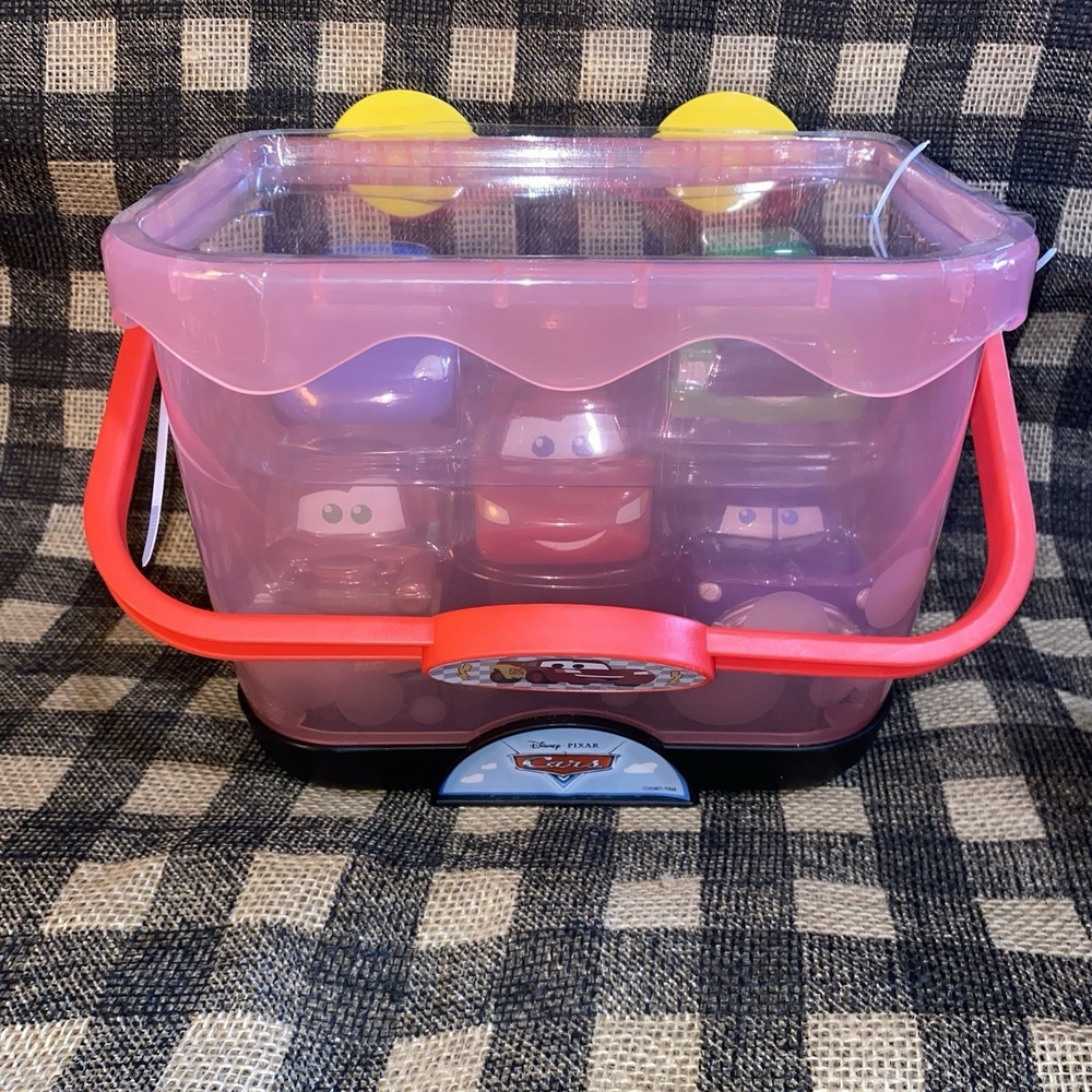Disney Pixar Cars Bath Caddy Bucket Playset New Lightning McQueen Tow Mater DOC